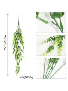 1入組人造懸掛植物,假的懸掛植物,仿真尤加利樹葉綠色藤蔓,戶外防紫外線塑料植物,家庭花園婚禮派對室內室外裝飾（綠色）