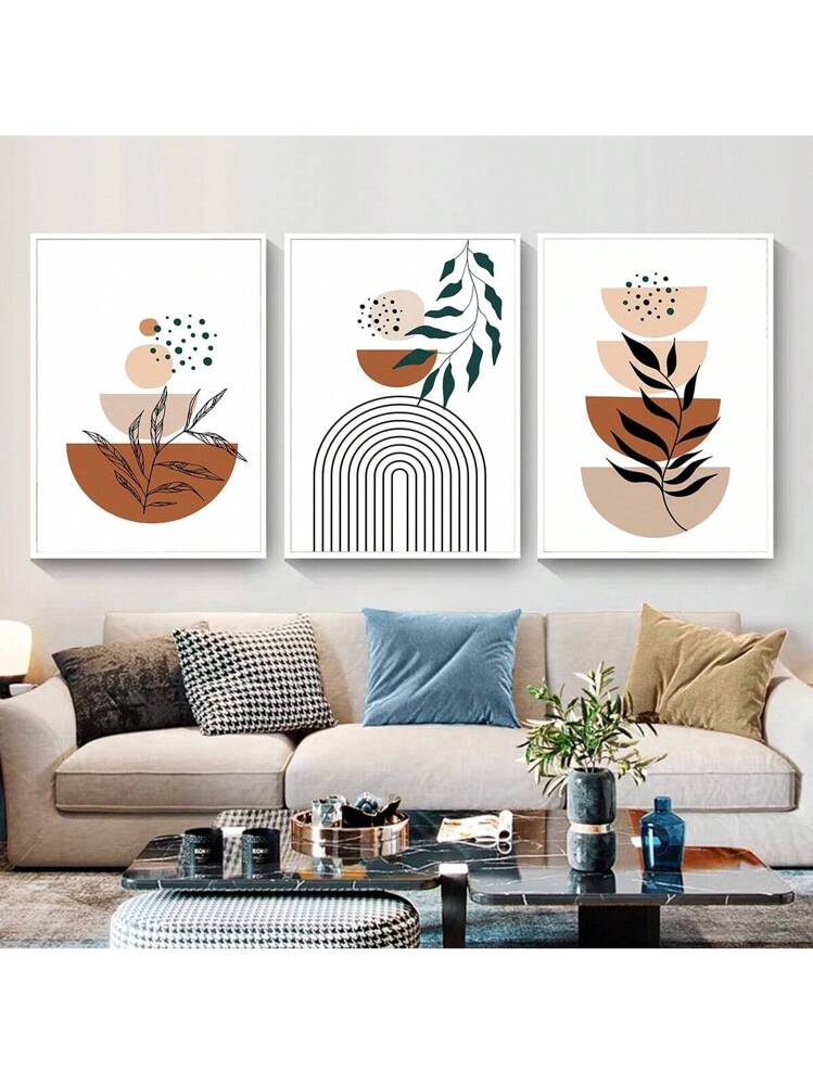 DETENE Lot De 3 Décorations Murales Métal Noir - Art Abstrait Féminin Moderne Pour Chambre, Salon Et Salle De Bain