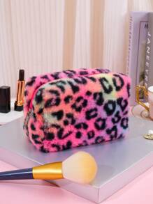 1Pc New Leopard Print Octagonal Shaped Plush Cosmetic Bag, Portable Stylish Makeup Organizer Bag For Women, Makeup Bag Makeup Pouch Skincare Bag Toiletry Bag Packing Cubes, Travel Essentials Cruise Essentials Dorm Essentials, Wedding Bridesmaid Gifts, Mom Gifts, Birthday Gifts, Gifts For Friends And Teachers, Bathroom Living Room Bedroom Decor, Lip Oil Organizer, Nail Polish Organizer Makeup Bag Storage Makeup Organizer Makeup Case Makeup Travel Toiletry Organizer Gifts Storage Zipper Accessories Nail