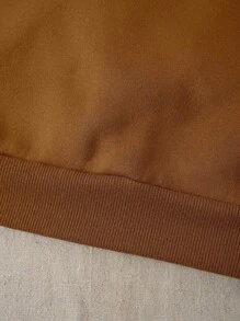 Chicago USA Letter Print Thermal Lined Sweatshirt - Brown - View 6