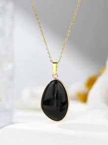 Natural Stone Bezel Wrapped Oval Egg-Shaped Pendant Necklace Unisex Style Festival Present - Necklace - View 21