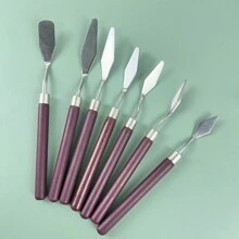 7pcs Palette Knife Set, Selection Of Different Sizes And Styles Of Stainless Steel Palette Knives.,Back To School,School Supplies