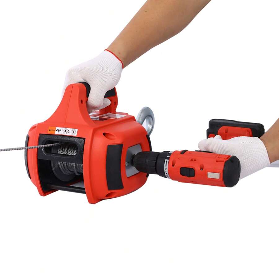 Drill Winch Hoist Portable Drill Winch 750 LB Capacity Handheld Drill