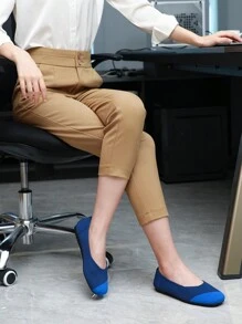 Bacia Women Flats Shoes Square Toe Ballet Flats Washable Fashion Two Toned Casual Office Shoes