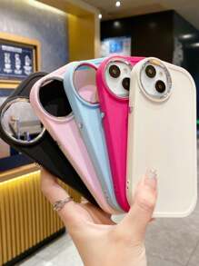 豪華純色鏡框手機殼,圓形鏤空,相容於 Iphone 14 Plus、apple 12/13/14 和防摔軟 7 Plus 手機殼 - 黑色 - 查看 7