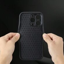 1pc Black Grid Embossed Texture Leather Phone Case With Camera Protection Compatible With IPhone, Anti-Falling - Black - View 10