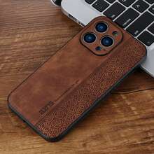 1pc Black Grid Embossed Texture Leather Phone Case With Camera Protection Compatible With IPhone, Anti-Falling - Black - View 2