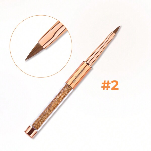 1Pc Pure 100 Kolinsky Hair Nail Gel Brush Rose Gold Liquid Handle Nail