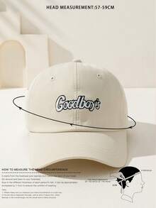 1頂中性y2k風格好刺繡棒球帽,適用於運動、遮陽、日常和通勤 - 米色 - 查看 3