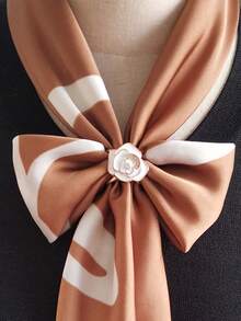 1 件白色/黑色玫瑰設計女用圍巾環 - 黑色 - 查看 1