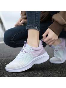 女款舒適針織透氣運動鞋,具有減震、輕便、耐用等特點,可用於跑步 - 紫色 - 查看 3