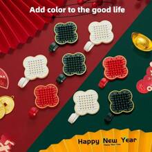 1個創意結新年裝飾掛鉤,國民潮流風格,不須鑽孔,掛牆式掛鉤,承重力強粘力強,適用於廚房器具收納、浴室毛巾和其他盥洗用品收納、衣櫥、帽子、袋子、門後鑰匙收納 - 紅色 - 查看 3