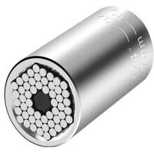 Universal Socket Wrench Set: 7-19mm Professional Sockets, Portable Tools, Power Drill & Ratchet Wrench Adapter, Chrome Steel - Handy Multi-Function Repair Kit - Silver - View 10