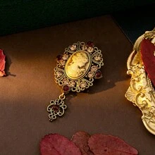 Vintage  Elegant Queen Head Portrait Brooch For Women Antique Wedding Bridal Bouquet Clothing Jewelry - Beauty Head - View 4