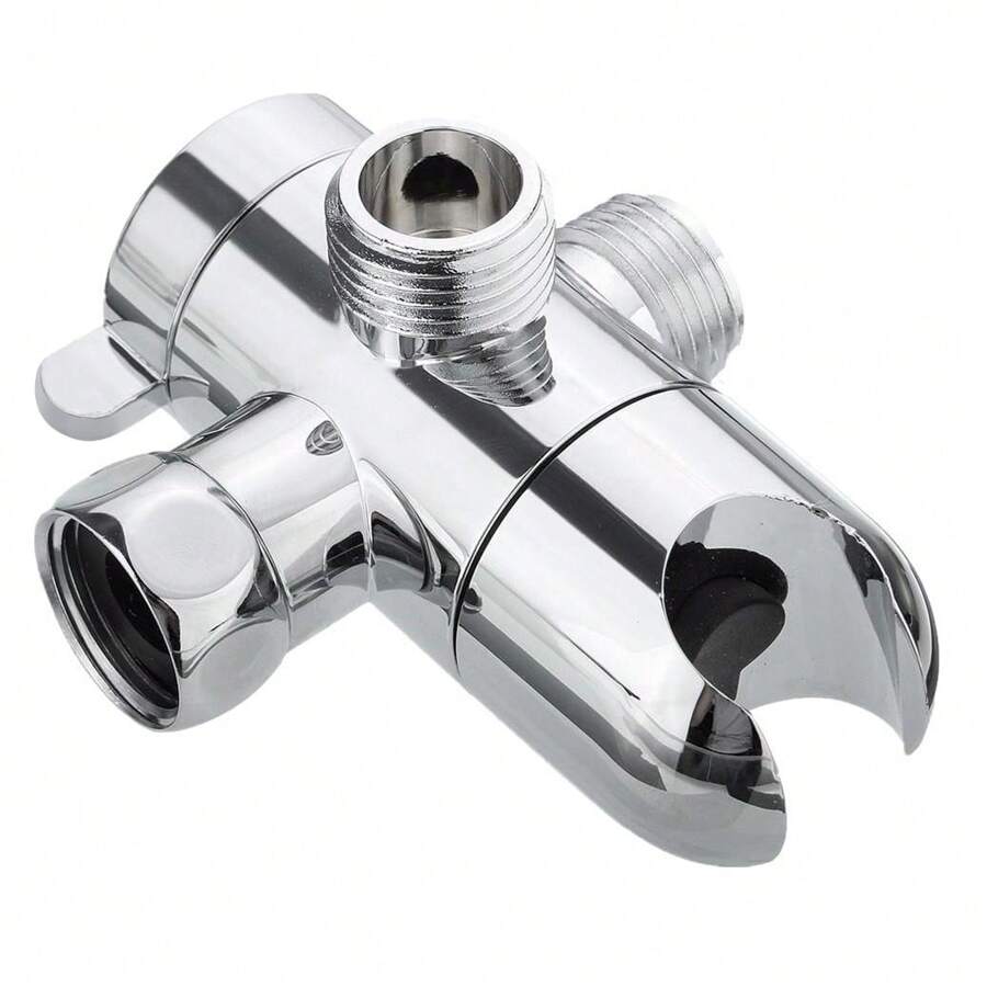 1pc, 3-Way Shower Arm Diverter Valve, Shower Head Diverter Valve Hand Shower Head And Fixed Spray Head,Chrome - Silver - View 1