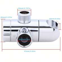 1pc, 3-Way Shower Arm Diverter Valve, Shower Head Diverter Valve Hand Shower Head And Fixed Spray Head,Chrome - Silver - View 5