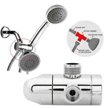 1pc, 3-Way Shower Arm Diverter Valve, Shower Head Diverter Valve Hand Shower Head And Fixed Spray Head,Chrome - Silver - View 6