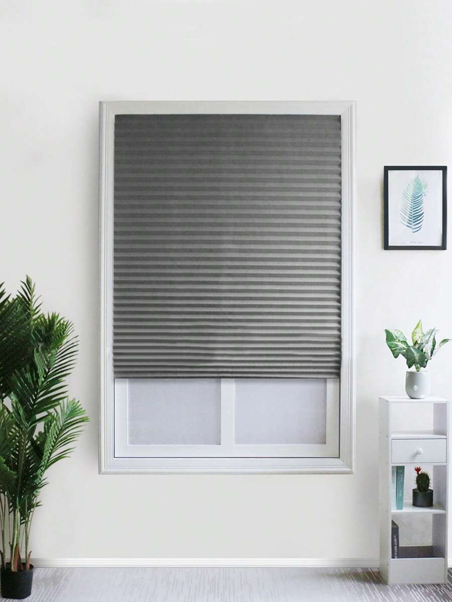 ظلال نافذة مؤقتة باللون الرمادي المجعدة للتعتيم، سهلة القطع والتركيب لتعتيم الغرف، ستارة بدون حفر هوك آند لوب، 90سم * 180سم / 60سم * 150سم (1 قطعة)، مناسبة لغرفة النوم وغرفة المعيشة والمكتب والحمام وديكور المنزل