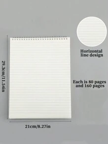 1本上翻鐵絲綁定筆記本,a4加厚日記簿,帶簡化橫線,ins風格 - 白色 - 查看 1