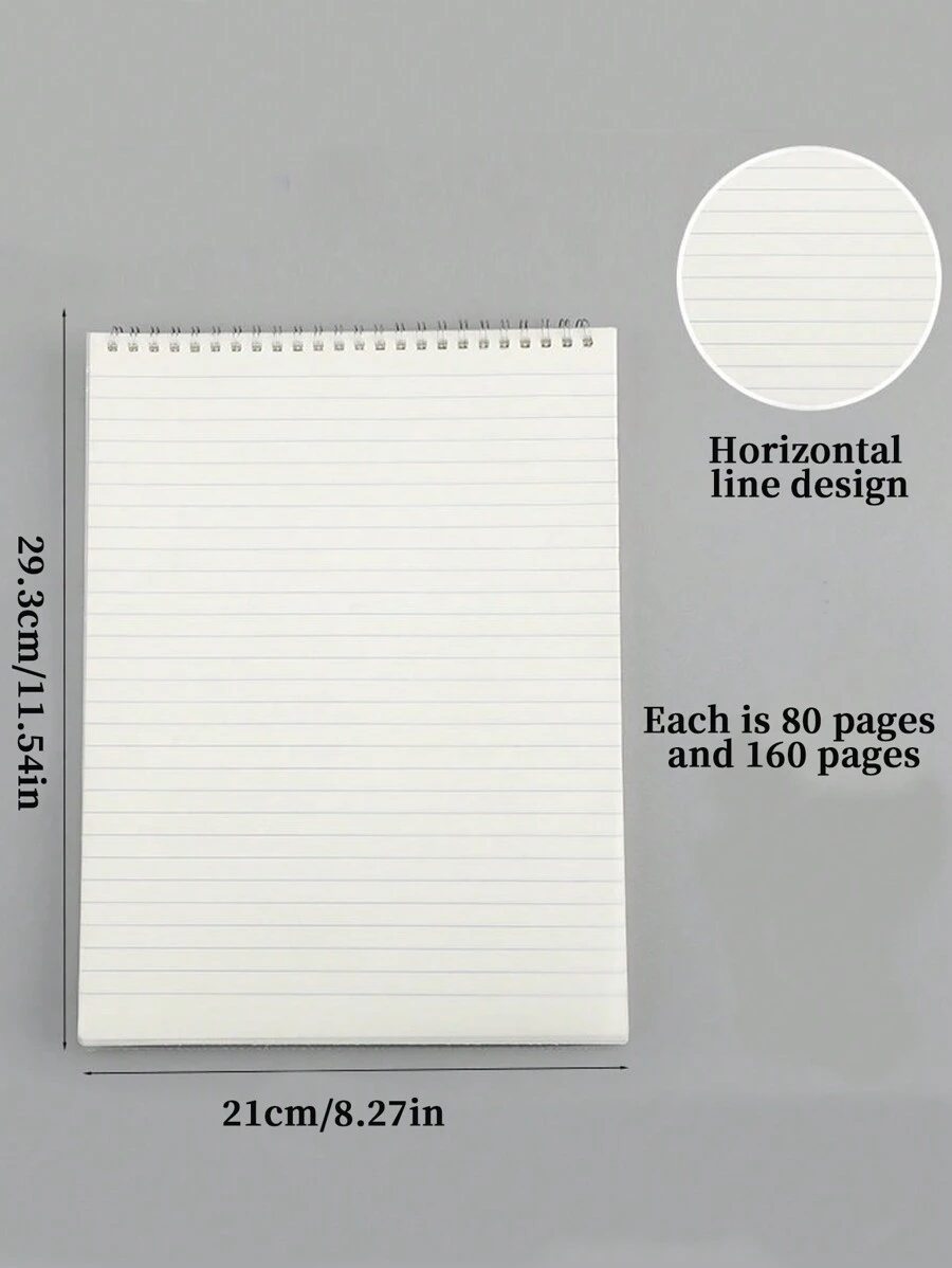 1本上翻鐵絲綁定筆記本,a4加厚日記簿,帶簡化橫線,ins風格 - 白色 - 查看 1