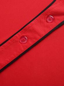 Men's Classic Solid Color Baseball Jersey, Suitable For Training, Games And Parties Gym Clothes Men - Red - View 5