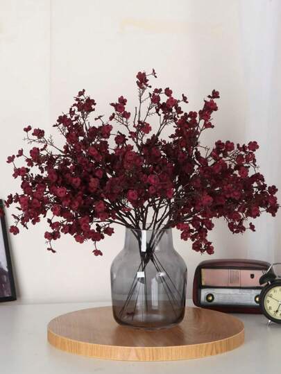 1 Pc Artificial Flower, Artificial Flowers Bulk Real Touch Faux Gypsophila Bouquet Fake Plastic Silk Flowers, For Home Kitchen Bedroom Wedding Festival, Party Decoration(Autumn Red), Valentine Day, Gift Gifts Birthday Graduation Home Decor Back To School Room Decor School Supplies