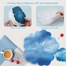 Grands moules en silicone en résine, moules en silicone pour sous-verres en fleurs, moules de coulée en résine époxy pour fleurs pour le DIY, la décoration de la maison, le plateau de service