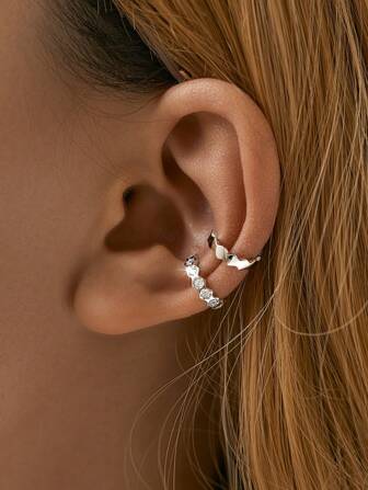 SYMFNY 2 st Cubic Zirconia Decor Ear Cuff