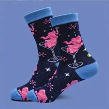 1pair Unisex Cartoon Elephant Design Novelty Round Socks, Fashionable Warm Socks Suitable For Men And Women Fitness Sports - Multicolor - View 1