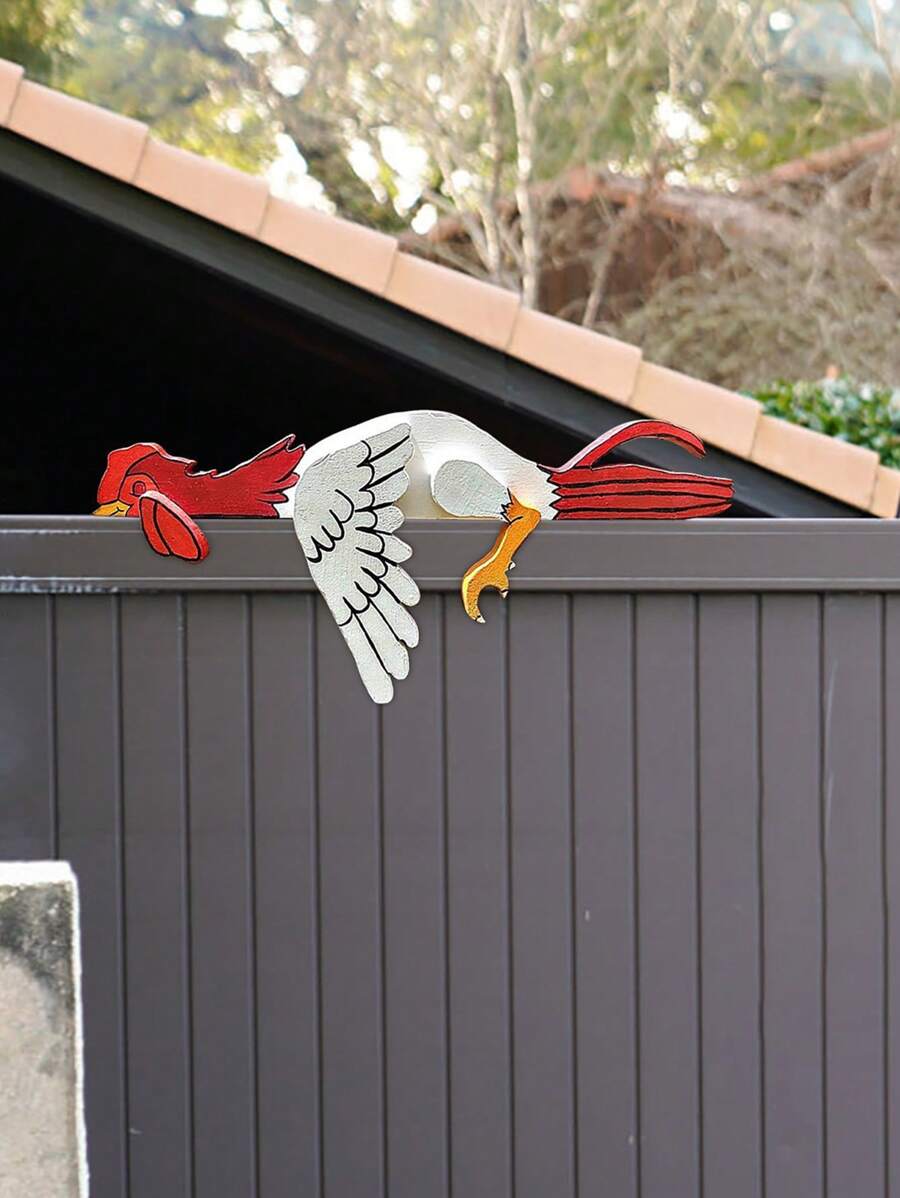 1 Pieza Divertida Gallina Descansando En El Marco De La Puerta, Adorno Artesanal Decorativo Para La Decoración De La Cerca Del Patio O Puerta En Estilo Rural - Multicolor - Ver 1