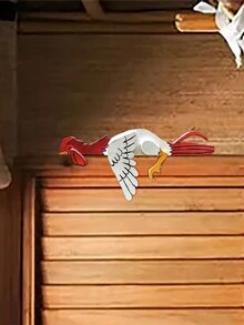 1 Pieza Divertida Gallina Descansando En El Marco De La Puerta, Adorno Artesanal Decorativo Para La Decoración De La Cerca Del Patio O Puerta En Estilo Rural - Multicolor - Ver 3