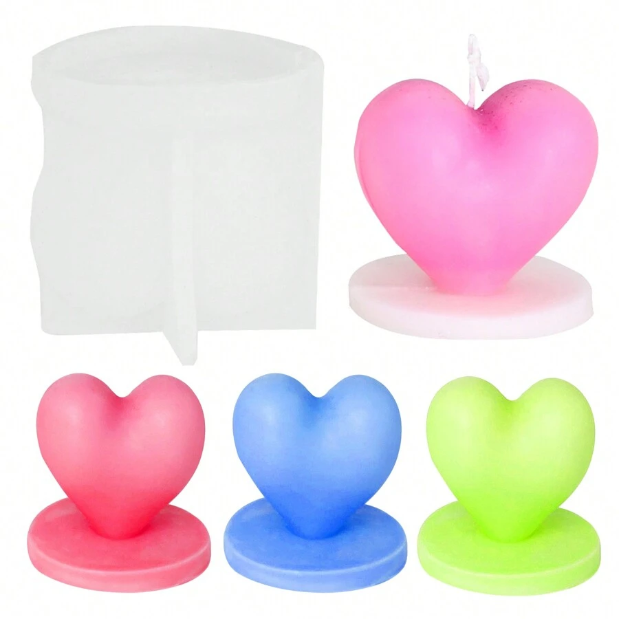 3d紅心矽膠模具樹脂蠟燭模具diy環氧樹脂矽膠心型香薰蠟燭倒模工藝模具,適用於酒吧生日紀念日派對禮物家居裝飾 - 白色 - 查看 1