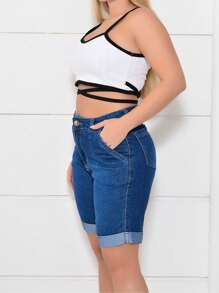 Women Denim Shorts - Dark Wash - View 3