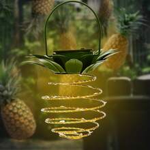 Solar-Powered Pineapple Shaped Iron Lantern Led Copper Wire String Light Outdoor Waterproof Garden Decor Hanging Lamp - Green - View 6