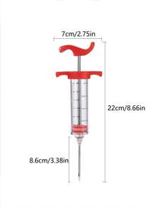 1pc Red Plastic Turkey Injector Needle Bbq Sauce Marinade Syringe For Kitchen Cooking - Red - View 2