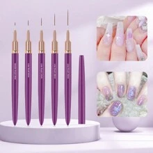 5支/套美甲线笔，美甲绘画笔，适合初学者和专业美甲师使用。 - 紫色 - 查看 3