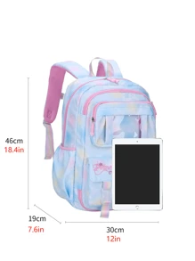 Cute Elementary School Student Fridge-Opening Backpack With Gradient Colors And Spine Protection For Girls And Boys - Blue - View 3
