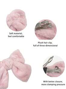 1個女性蝴蝶結毛絨髮夾時尚髮飾品 - 黑色 - 查看 6