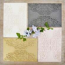 10/25 张激光切割欧式邀请卡 邀请函 贺卡 婚礼请柬 适用于婚礼 生日 结婚 洗礼 派对装饰用品（无插页、无信封）最佳礼物、婚礼装饰、家居装饰、房间装饰 - 米色 - 查看 8