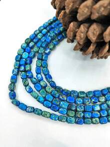 1條自然藍色帝王石珠串,可製作手鍊、項鍊、毛衣鏈配件,共24顆 - 藍色 - 查看 2