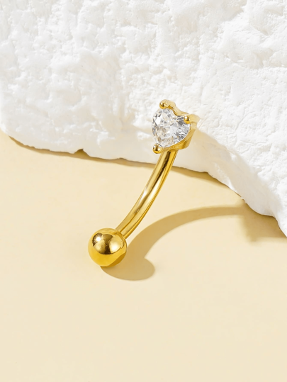 1 قطعة دبوس حواجب مطلي بمرصع بالزركونيا بشكل قلب من الفولاذ المقاوم للصدأ، هدية عيد الأم وعيد الأم والأم