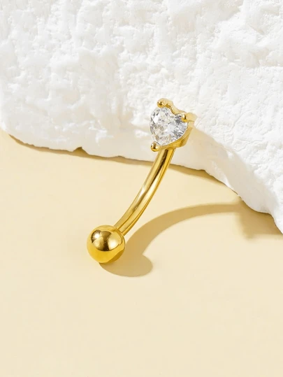 1pc Stainless Steel Heart Shaped Zirconia Eyebrow Stud Valentines,Mom,Mother,Mother's Day,Gift