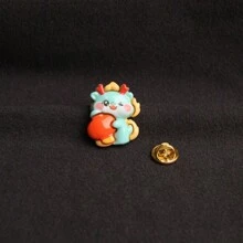 4入組新年慶祝小青龍可愛龍年胸針、徽章、衣物、包包、配件、裝飾小配件,樹脂材質 - 紅色 - 查看 6