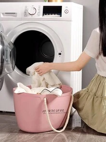 Laundry Basket Clothes Storage Bin With Soft Plastic Material For Household, Kids' Room And Bathroom - Large Pink - View 9