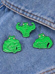 1pc Cartoon Bodybuilding Frog Design Enamel Lapel Pin Brooch Suitable For Girls' Daily Wear - CZ0663-2 - View 1