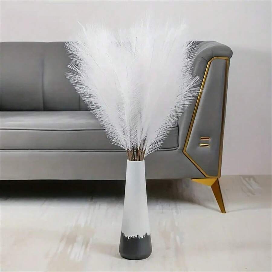 3pcs Elegant Artificial Pampas Grassland Bouquets Nordic Art Craft Ornament Home Living Room Bedroom Vase Decoration Wedding Party Decorations DIY Flower Wall - White - View 1