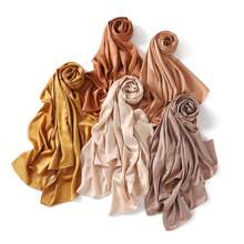 1pc Ladies' New Breathable And Soft Solid Color Scarf, Matte Silk Scarf For Stylish Shawls, Long Wrap And Head Scarves - Beige - View 5