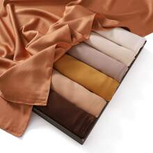 1pc Ladies' New Breathable And Soft Solid Color Scarf, Matte Silk Scarf For Stylish Shawls, Long Wrap And Head Scarves - Beige - View 4