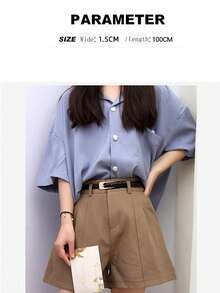 1條復古女士細腰帶,休閒多用途裝飾,韓式款式適用於西裝、裙子和牛仔褲 - 黑色 - 查看 2
