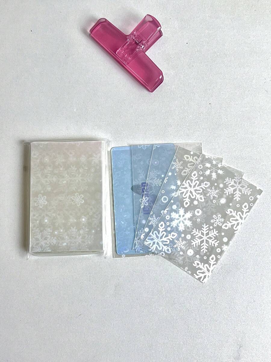 20pcs Transparent Glitter Butterfly, Cherry Blossom, Star Two-Layered Card Film For Photo Album, Protection Film For Small Cards & Album, Flat Mouth Protection Film - Clear - View 1